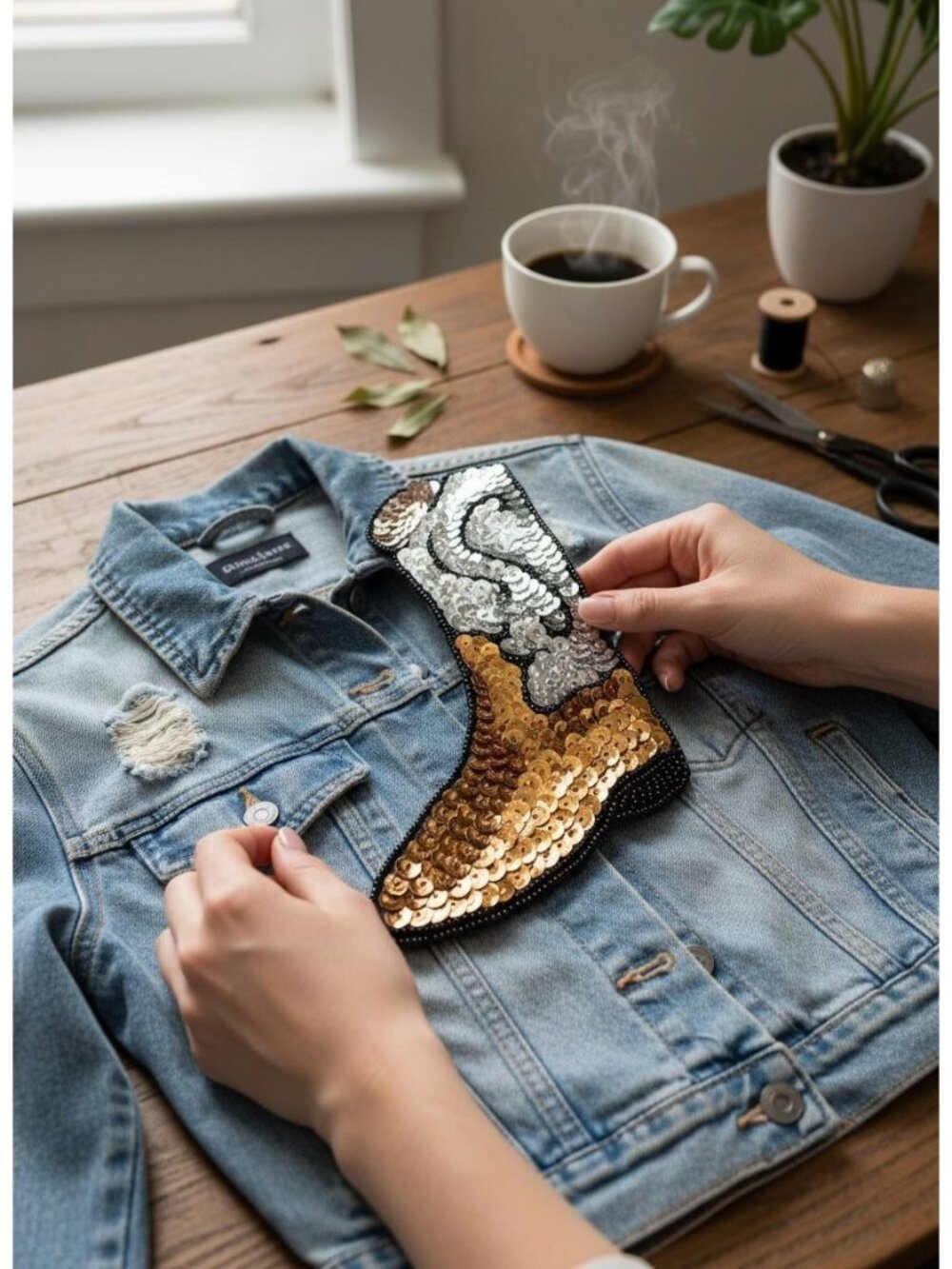 Union Trading Co Vintage 1989 Elegance Sequin Applique Cowboy Boot Patch